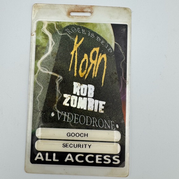 Other - Korn Rock Is Dead Tour 1999 All Access Backstage‎ Laminate Pass Rob Zombie